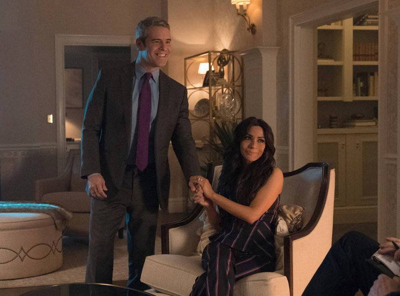 Andy Cohen (Andy Cohen) and Hermione Lodge (Marisol Nichols) pretend like this is normal.